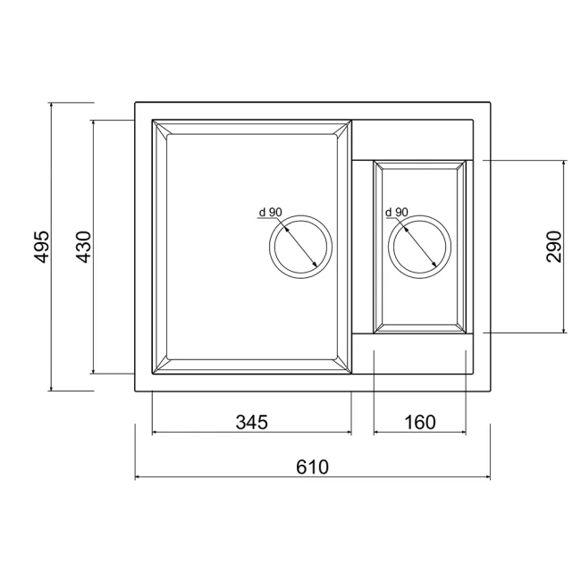 Кухонная мойка с дополнительной чашей Lidz 615x500/200 WHI-01 (LIDZWHI01615500200) 2 Кухонная мойка с дополнительной чашей Lidz 615x500/200 WHI-01 (LIDZWHI01615500200) 2
