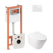 Набір Qtap інсталяція 4 в 1 з панеллю змиву Nest (QT0133M425 + QT0111V1164GW) + унітаз з сидінням Swan QT16335178W