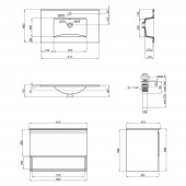 Комплект Qtap Robin 800х580х437 Graphite/Whitish oak тумба підвісна + раковина урізна QT1372TPВ8002GWO