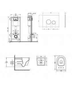 Набор Qtap инсталляция 4 в 1 с панелью смыва Nest (QT0133M425 + QT0111V1164GW) + унитаз с сиденьем Jay QT07335176W