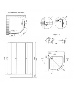 Душевая кабина Lidz Latwa SC80x80.SAT.LOW.TR, стекло прозрачное 4 мм