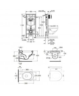 Набор унитаз Azzurra Nuvola NUV100EB1SOSK с сиденьем Azzurra Nuvola NUV1800F + инсталляция Grohe Rapid SL 38721001