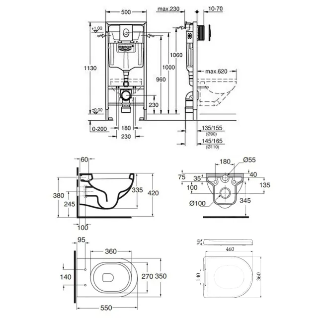 Набор унитаз Azzurra Nuvola NUV100EB1SOSK с сиденьем Azzurra Nuvola NUV1800F + инсталляция Grohe Rapid SL 38721001 2 Набор унитаз Azzurra Nuvola NUV100EB1SOSK с сиденьем Azzurra Nuvola NUV1800F + инсталляция Grohe Rapid SL 38721001 2
