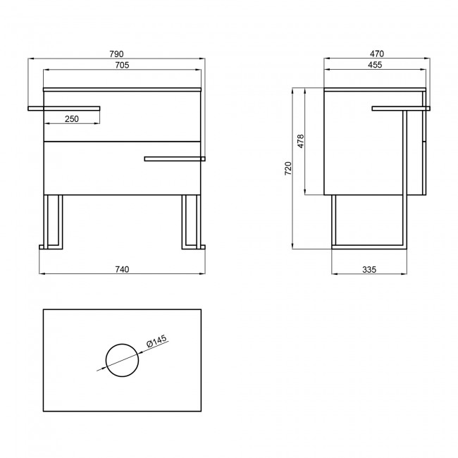 Тумба підлогова Qtap Taurus 700х616х437 Whitish oak зі стільницею QT2480TNT703WO