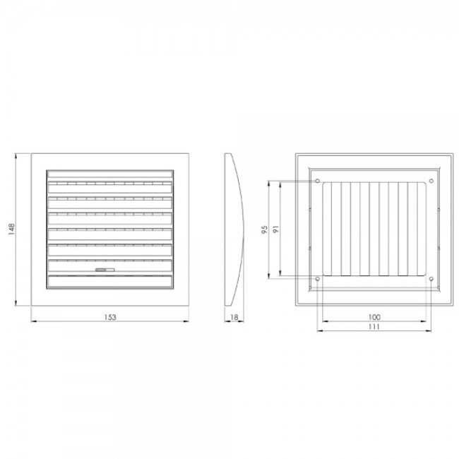 Вентиляционная нерегулируемая решетка Europlast N10A 2