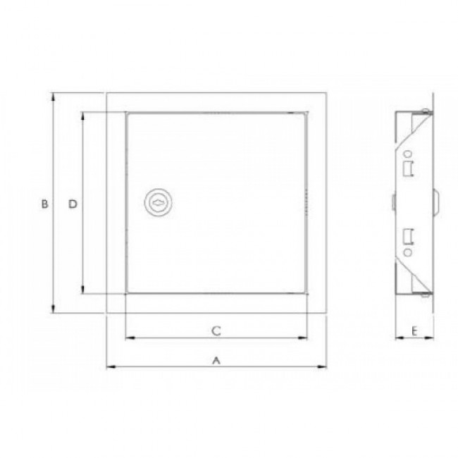 Ревизионный люк для внутренних работ металлический, Europlast RLMA2020 (200x200mm) с ключом