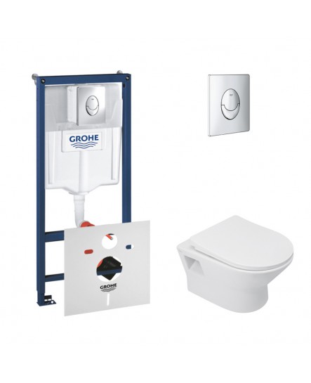 Набор инсталляция 4 в 1 Grohe Rapid SL 38721001 + унитаз с сиденьем Qtap Lark QT0331159W