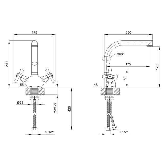 Смеситель для кухни Lidz (CRM) 75 21 271F-6 2