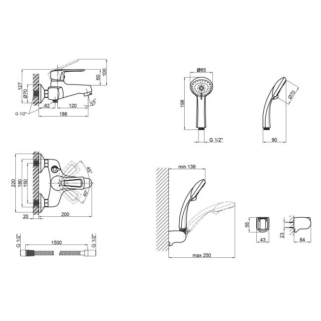 Змішувач для ванни Qtap Hansberg CRM 006 New 2