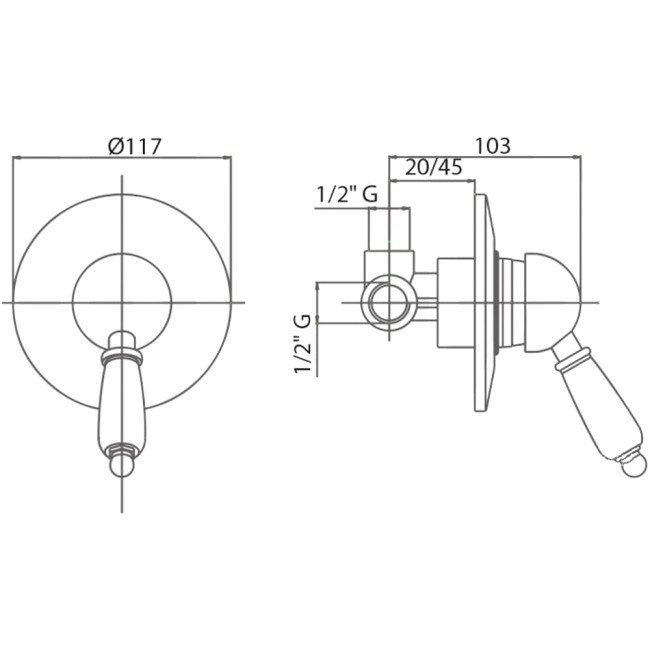 Змішувач прихованого монтажу для душу Bianchi Retro INDRTR2007ORO 2
