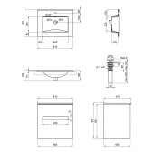 Комплект Qtap Virgo 600х580х437 White/Whitish oak тумба подвесная + раковина врезная  QT1872TPА6013060CW