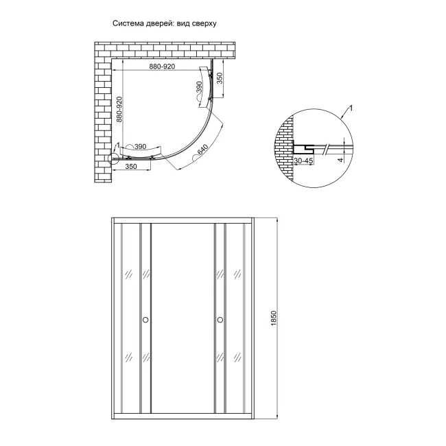 Душевая кабина Lidz Wieza SC90x90.SAT.LOW.L, стекло Linie 4 мм без поддона 2 Душевая кабина Lidz Wieza SC90x90.SAT.LOW.L, стекло Linie 4 мм без поддона 2