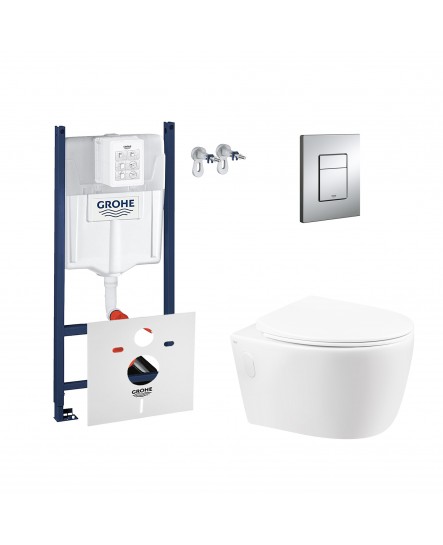 Набор инсталляция 4 в 1 Grohe Rapid SL 3884000G + унитаз с сиденьем Qtap Leo QT11331002ERW