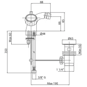 Змішувач для біде Bianchi Costa BIDSUN1026CSTZACRM з донним клапаном