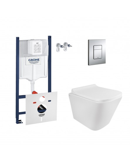 Набір інсталяція 4 в 1 Grohe Rapid SL 3884000G + унітаз з сидінням Qtap Tern QT1733052ERW