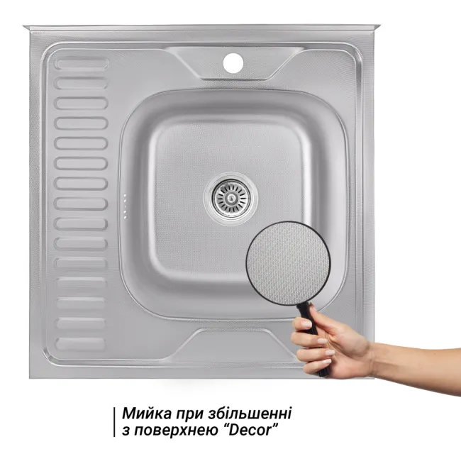 Кухонна мийка Lidz 6060-R 0,6 мм Decor (LIDZ6060RDEC06)