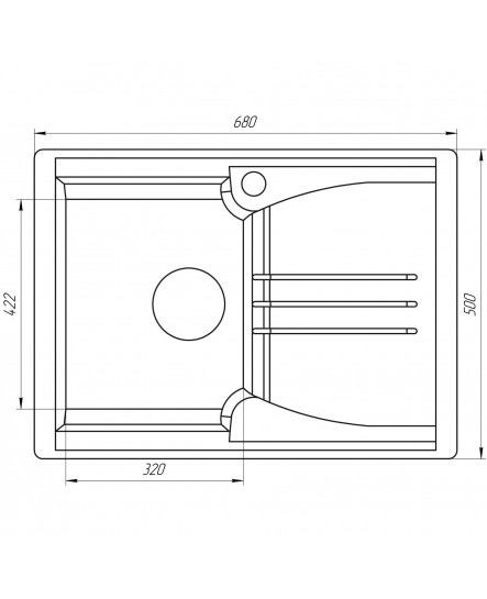 Гранитная мойка Globus Lux BALATON графит 680х500мм-А0001