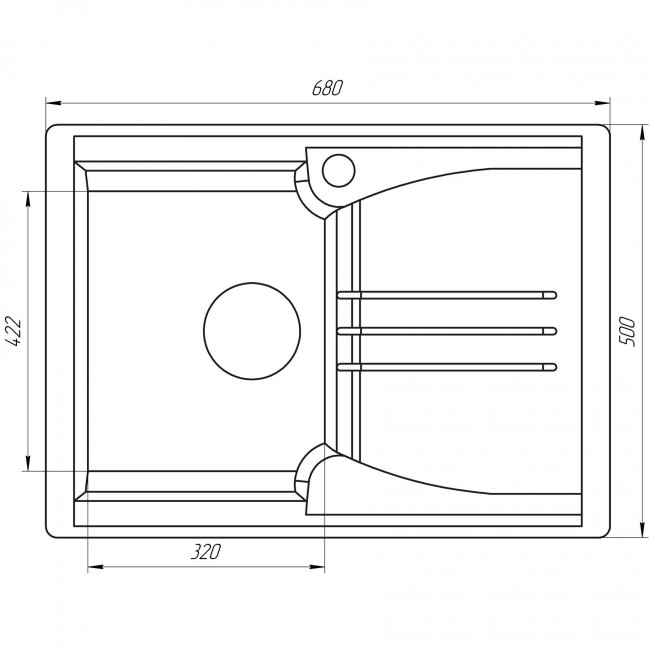 Гранитная мойка Globus Lux BALATON графит 680х500мм-А0001