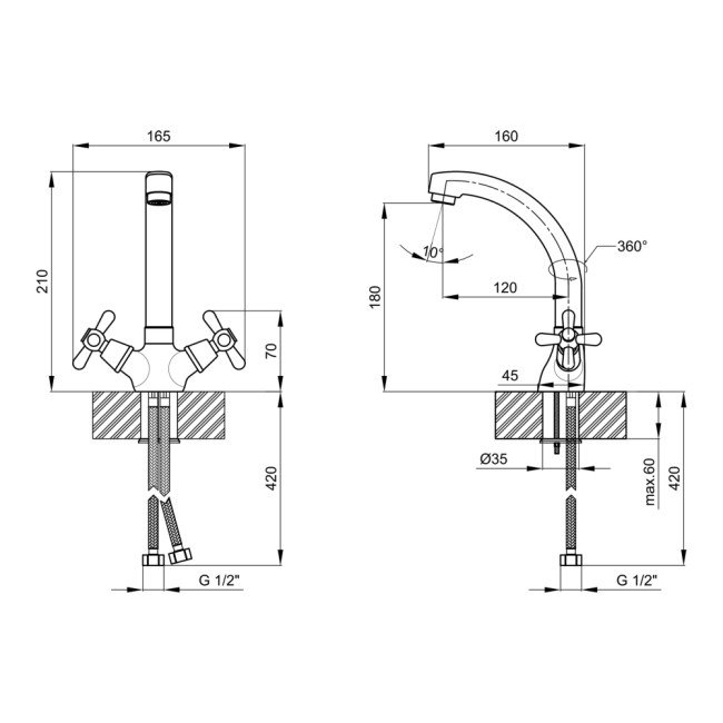 Смеситель для кухни Lidz (CRM) Dominox 15 272-2 2