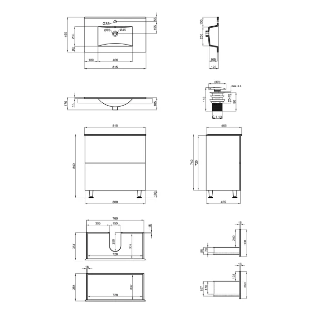 Комплект Qtap Tern 800х725х437 White тумба підлогова + раковина урізна QT1771TNL8013080CW 2 Комплект Qtap Tern 800х725х437 White тумба підлогова + раковина урізна QT1771TNL8013080CW 2
