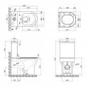 Унитаз-компакт Qtap Aquarius безободковый с сиденьем Soft-close QT2122C665PW