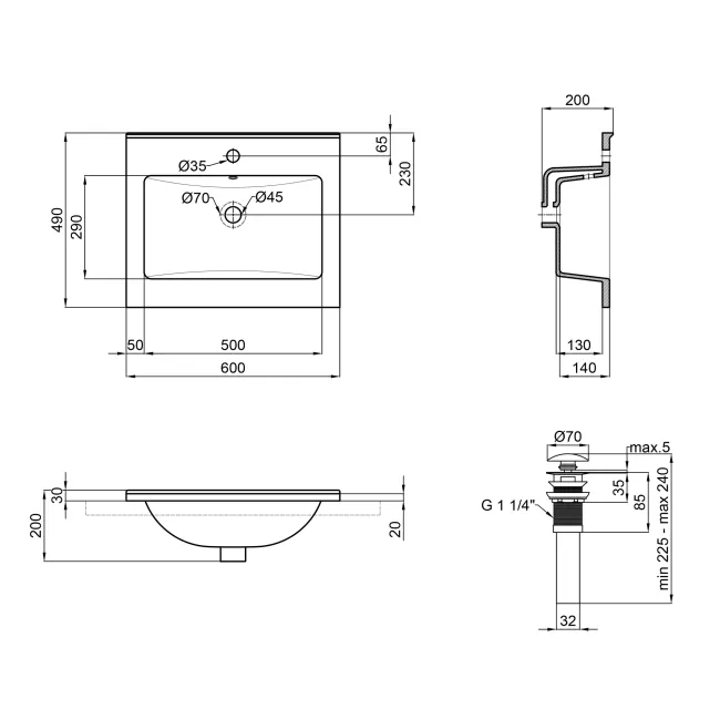 Раковина Qtap Albatross E49 600х490х200 White с донным клапаном QT01119060E49W 2 Раковина Qtap Albatross E49 600х490х200 White с донным клапаном QT01119060E49W 2