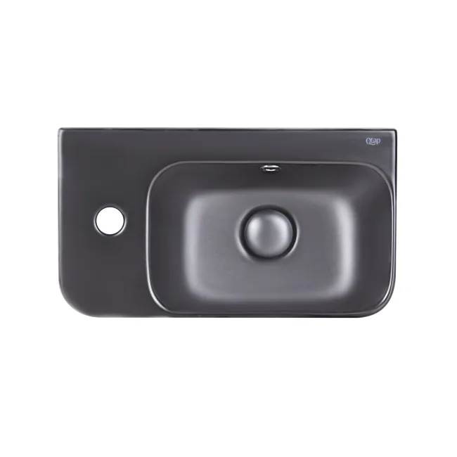 Раковина Qtap Tern 450х260х155 Matt black с донным клапаном QT17115117LMB Раковина Qtap Tern 450х260х155 Matt black с донным клапаном QT17115117LMB