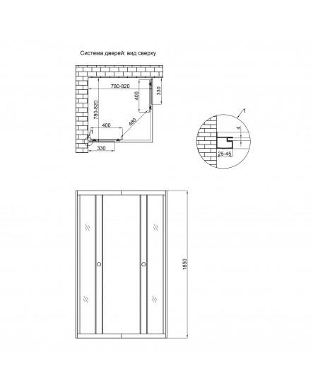 Душова кабіна Lidz Wawel SC80x80.SAT.LOW.GR, скло тоноване 4 мм без піддона