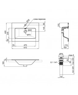 Раковина Qtap Stork 610х420х170 White з донним клапаном QT1511L738W