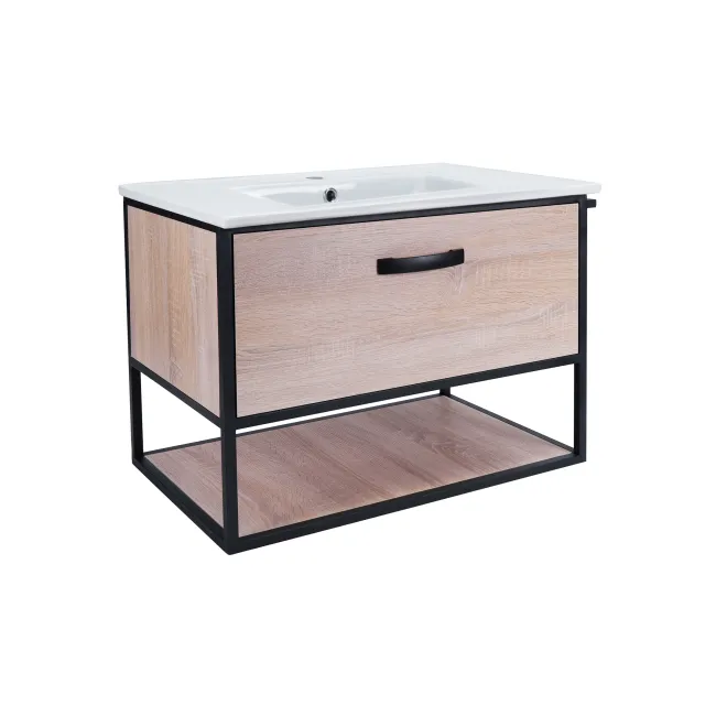 Комплект Qtap Taurus 800х580х437 Whitish oak тумба підвісна + раковина урізна Комплект Qtap Taurus 800х580х437 Whitish oak тумба підвісна + раковина урізна
