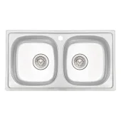 Кухонна мийка з двома чашами Qtap 7843-B 0,8 мм Micro Decor (QT7843BMICDEC08)