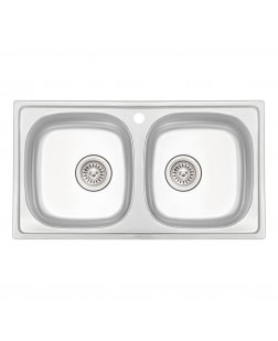 Кухонна мийка з двома чашами Qtap 7843-B 0,8 мм Micro Decor (QT7843BMICDEC08)
