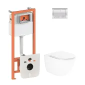 Набір Qtap інсталяція 4 в 1 з панеллю змиву Nest (QT0133M425 + QT0111M06028CRM) + унітаз з сидінням Tern QT13332141ERW