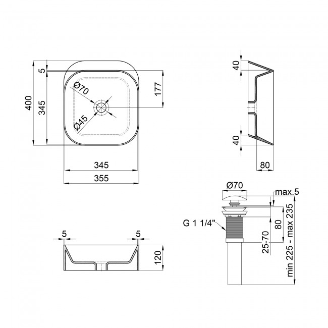 Раковина-чаша Qtap Scorpio 350х390х120 White с донным клапаном QT14112241W