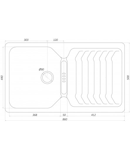 Гранитная мойка Globus Lux BOREN слоновая кость 860х500мм