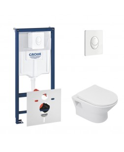 Набор инсталляция 4 в 1 Grohe Rapid SL 38722001 + унитаз с сиденьем Qtap Lark QT0331159W