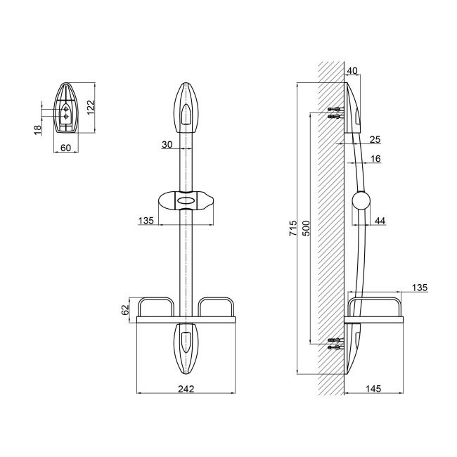 Штанга для душа Lidz (CRM) 49 40 019 с мыльницей 2