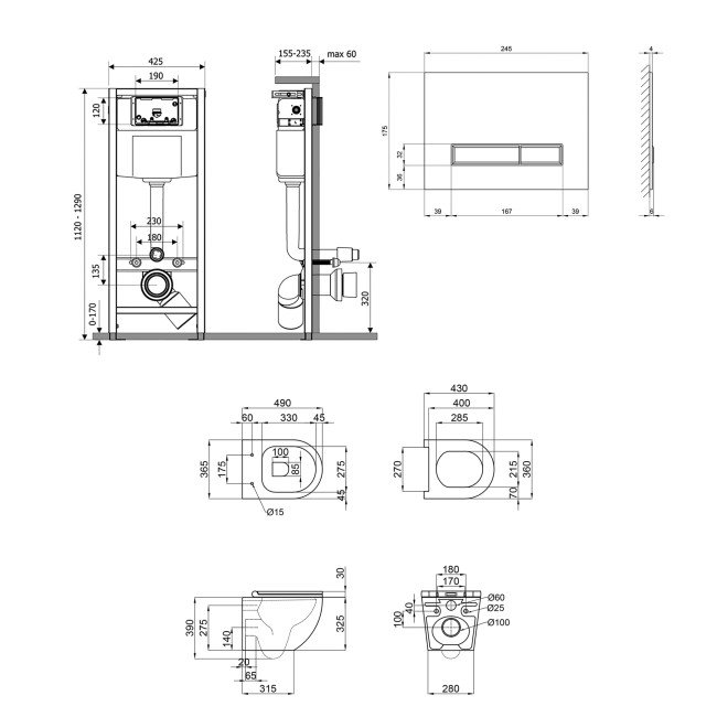 Набір Qtap інсталяція 4 в 1 з панеллю змиву Nest (QT0133M425 + QT0111V1105GW) + унітаз з сидінням Robin QT1333046ENRW 2