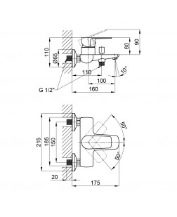 Смеситель для ванны Qtap Planice 3015107DC