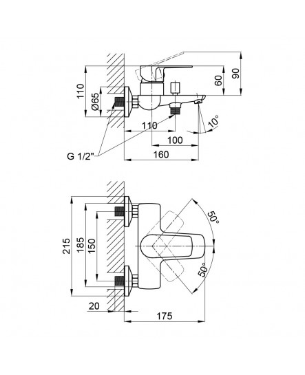 Смеситель для ванны Qtap Planice 3015107DC