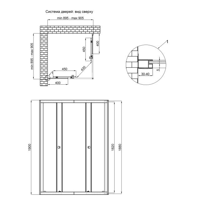 Душевая кабина Qtap Presto New CRM1099SC5 1900х900х900 мм, стекло Clear, без поддона 2