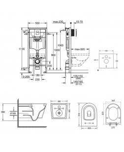 Набор инсталляция 4 в 1 Grohe Rapid SL 38772001 + унитаз с сиденьем Qtap Swan QT16335178W