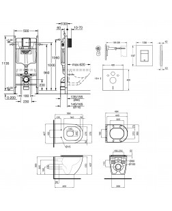 Набір інсталяція 4 в 1 Grohe Rapid SL 3884000G + унітаз з сидінням Qtap Robin QT13332141ERMB