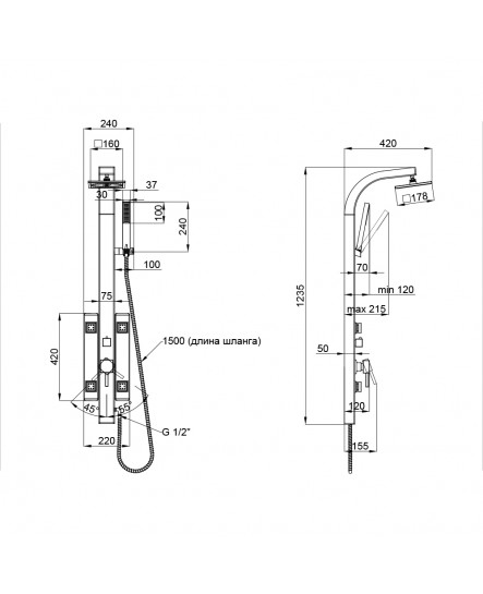 Душевая панель Qtap WHI 1102