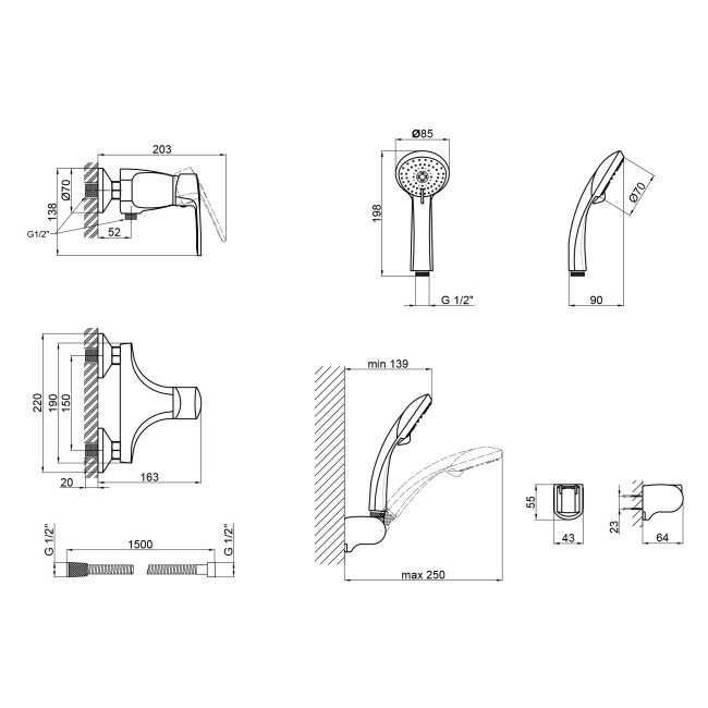 Смеситель для душа Qtap Hansberg CRM 010 2