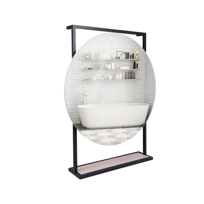 Дзеркало Qtap Taurus 700х850х140 Black/Whitish oak з LED-підсвічуванням