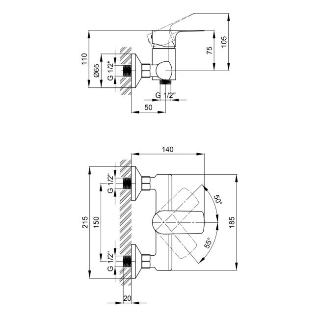 Смеситель для душа Qtap Svitava 4011107C 2