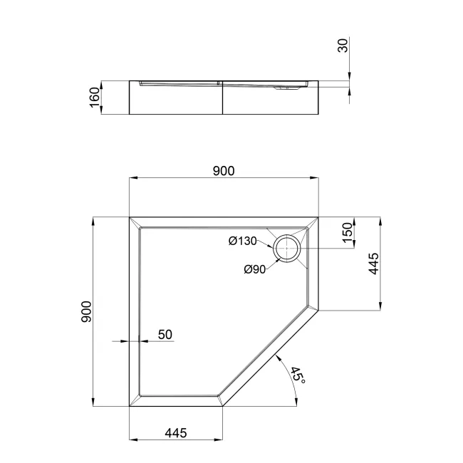 Душовий піддон Lidz Diament ST90x90x16