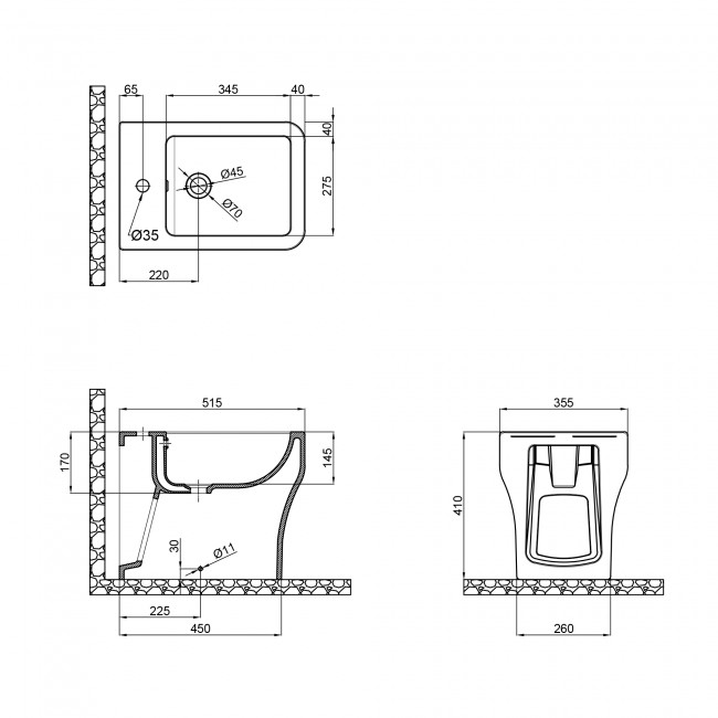 Біде підлогове Qtap Cardinal 520х360х405 White QT0444B660BW