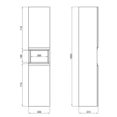 Пенал підвісний Qtap Robin 350х1650х316 Graphite/Whitish oak QT1376PP1652RGWO